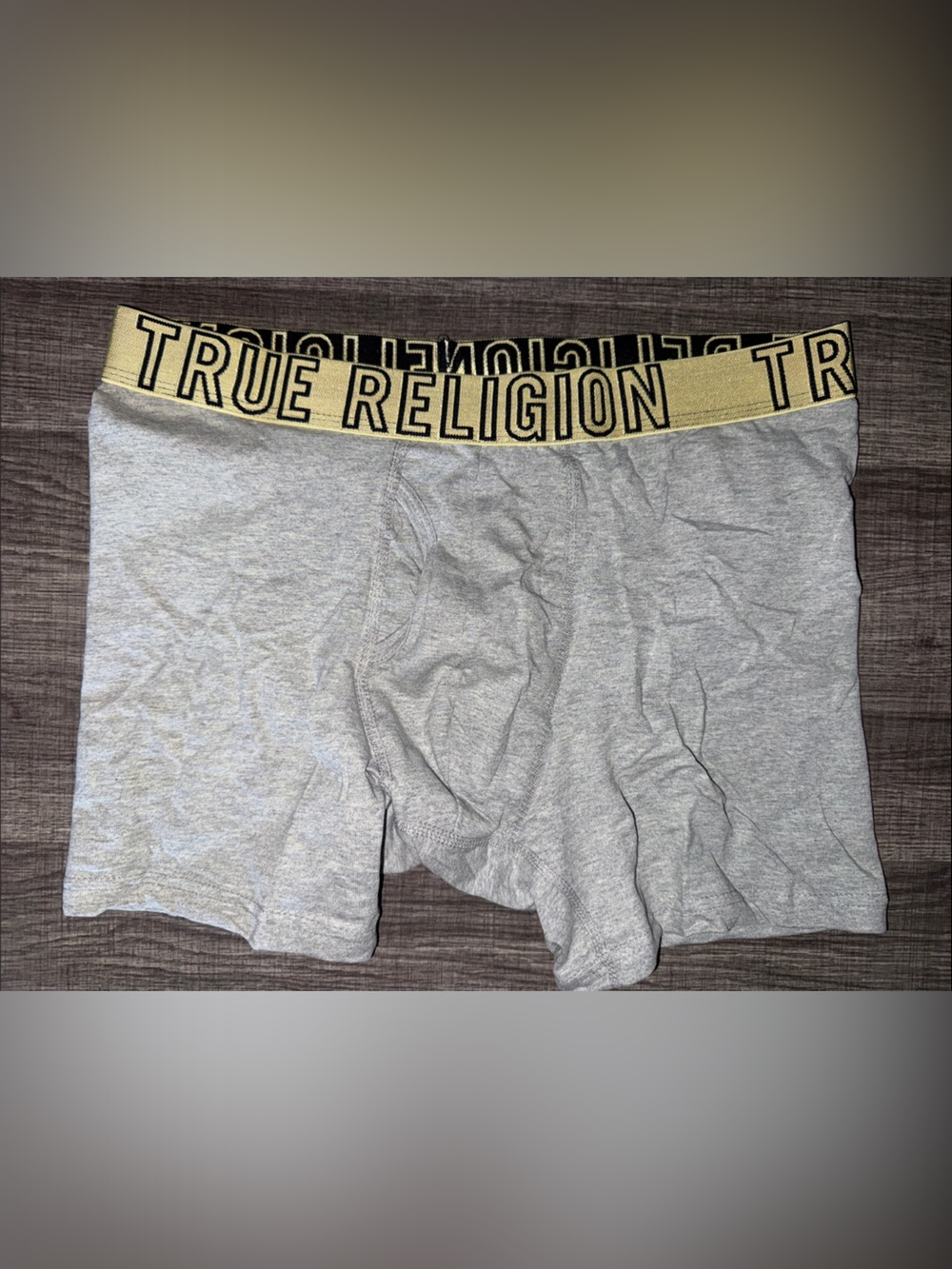 True Religion Light Gray Boxer Briefs with Yellow Branded Waistband
